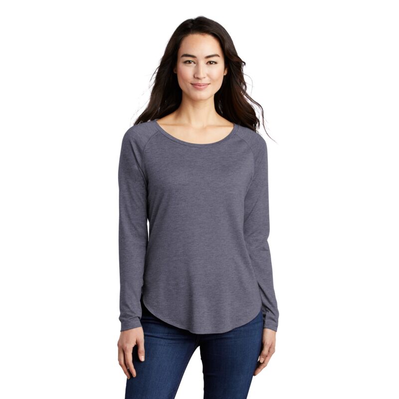 Ladies PosiCharge ® Long Sleeve Tri Blend Wicking Scoop Neck Raglan Tee Thumbnail