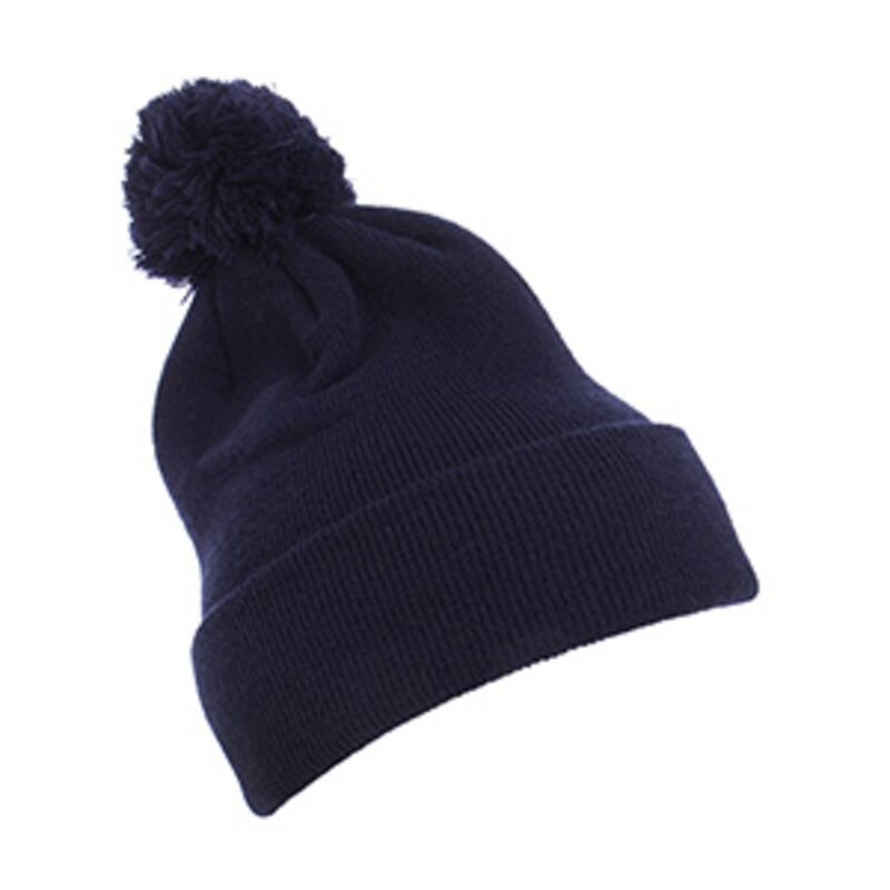 Cuffed Knit Beanie with Pom Pom Hat Thumbnail